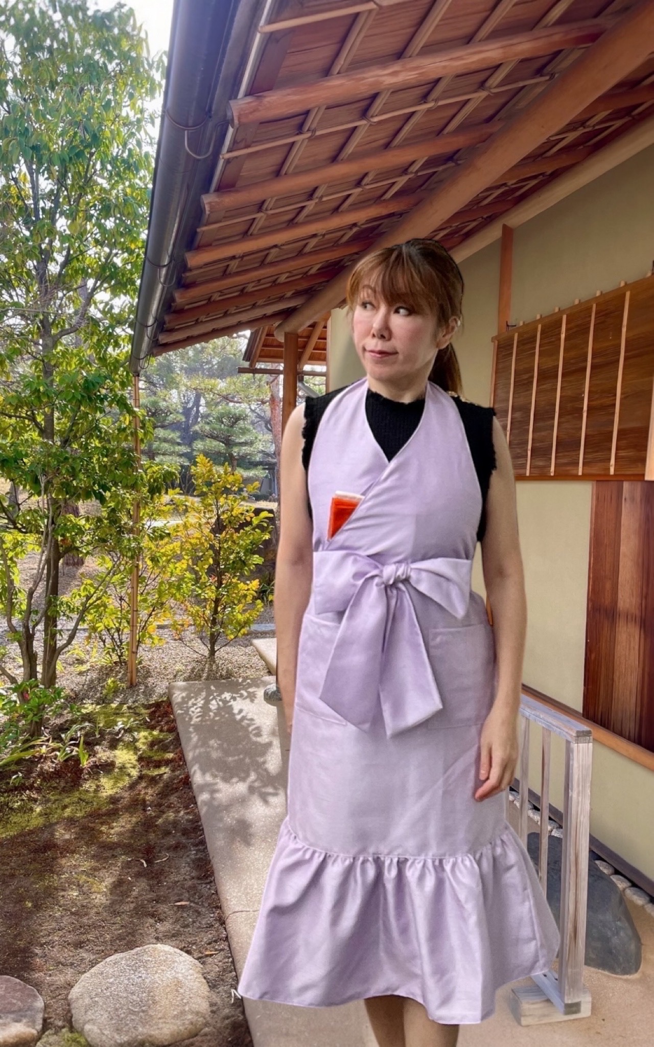 CHAREIー茶麗　茶道お稽古エプロン（ラベンダー）