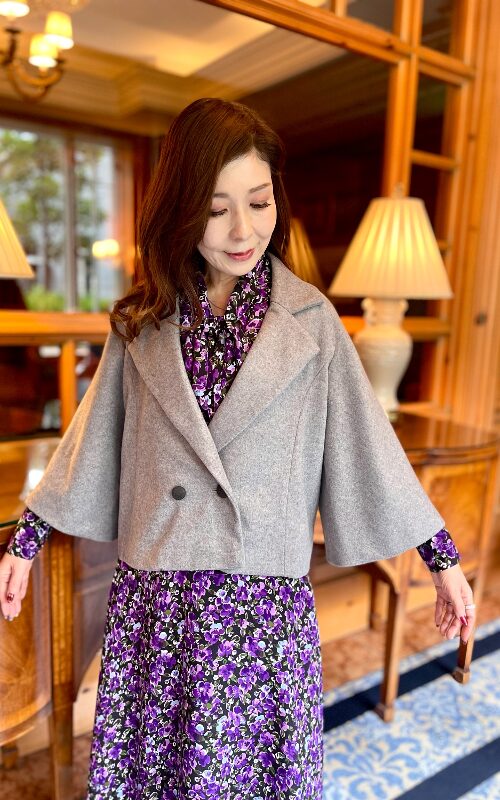 《LeBourgeon》カシミア・ケープジャケット（Cendre）