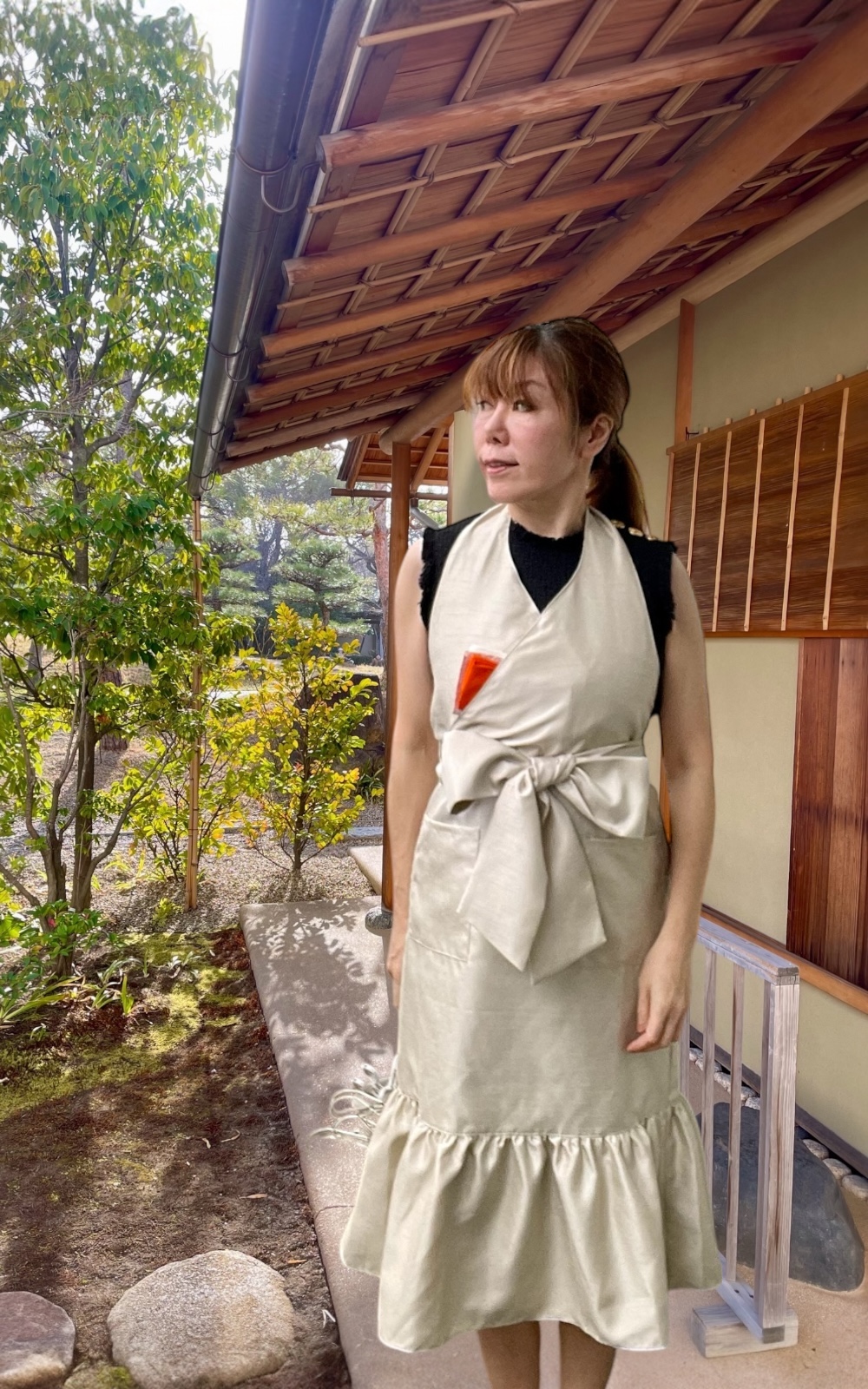 CHAREIー茶麗　茶道お稽古エプロン（バフドゥロワー）