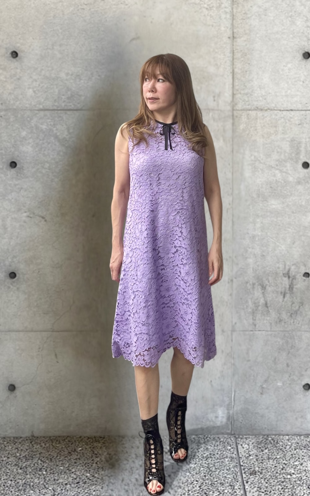 《Le Bouquet》Luxury・コードレース・Aラインワンピース（ラベンダー）